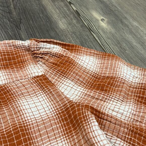 Universal Threads Orange Plaid Top - Picture 7 of 8